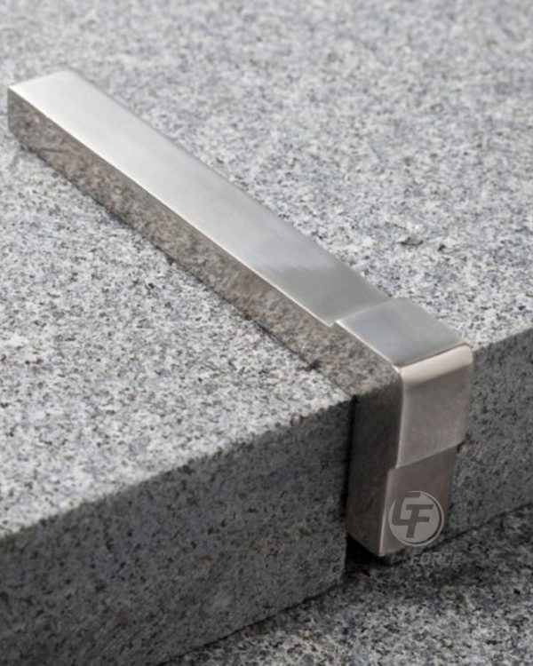 Corner bar square skateboard deterrent in silver.